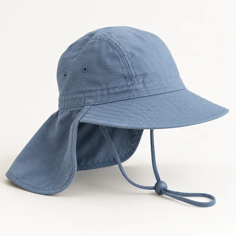 AI-generated unbranded neck cape concept; not the actual UPF 50+ Adventure Hat