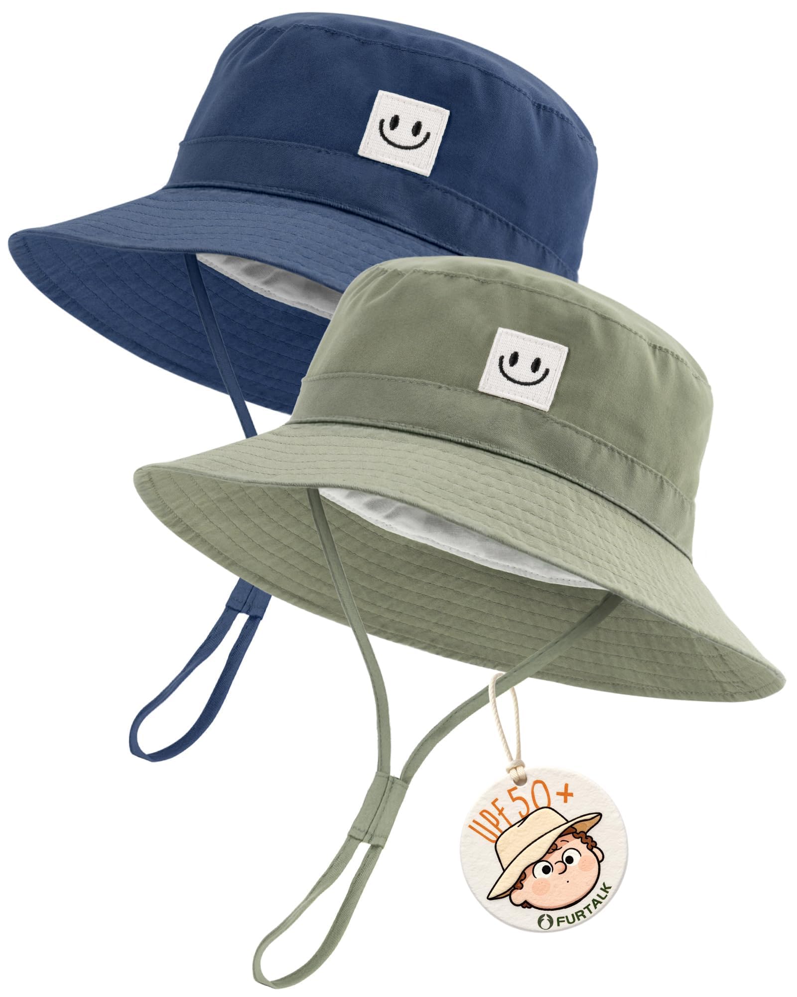 FURTALK green and navy baby bucket hats